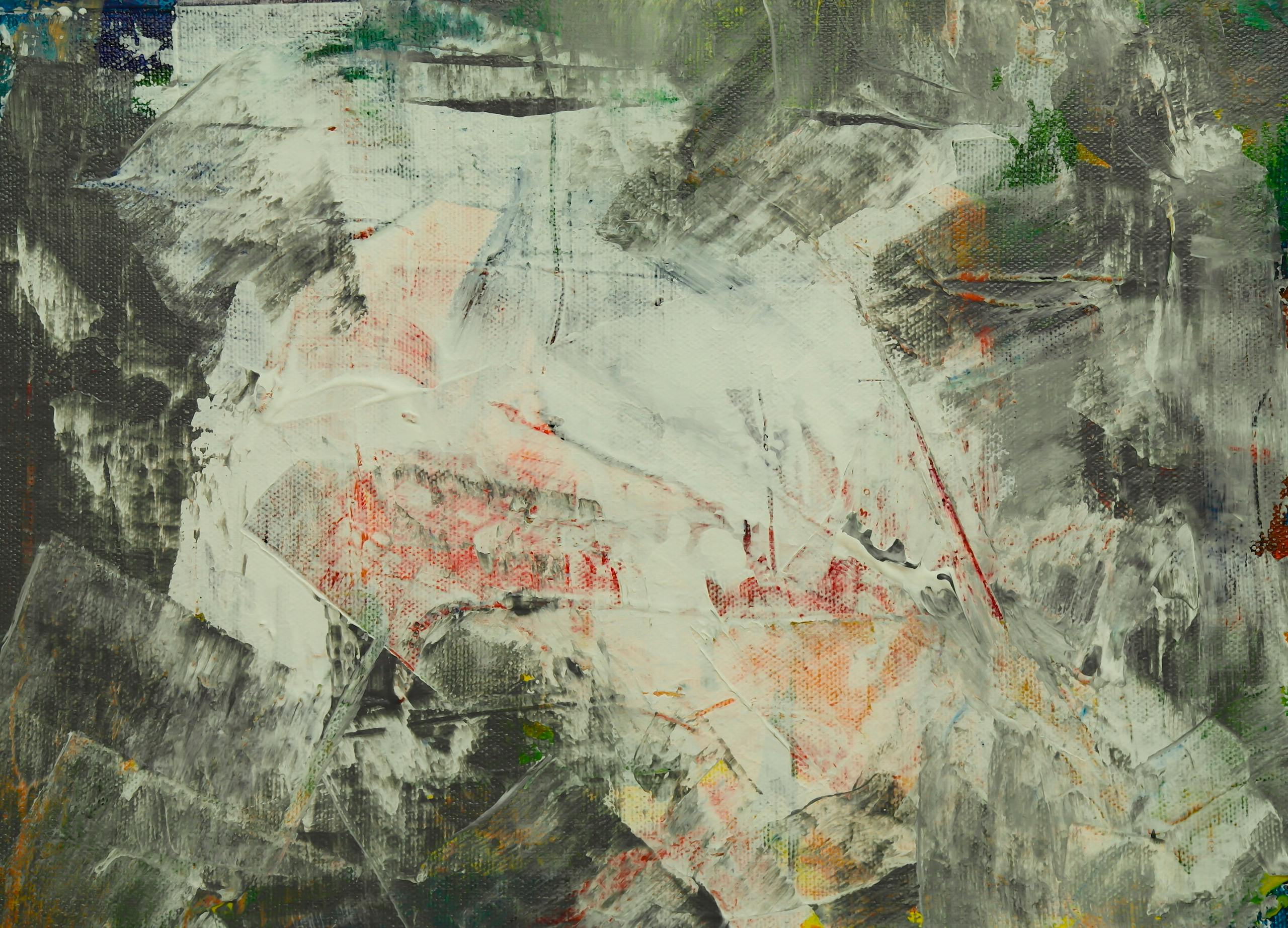 Colorful abstract painting with bold brushstrokes, conveying motion and emotion.